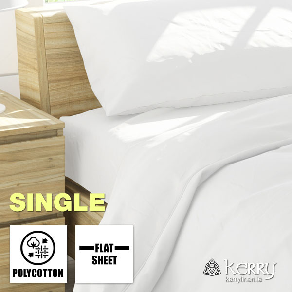 Single Polycotton Flat Sheets - Bedding and Bed Linen Ireland - KerryLinen P01